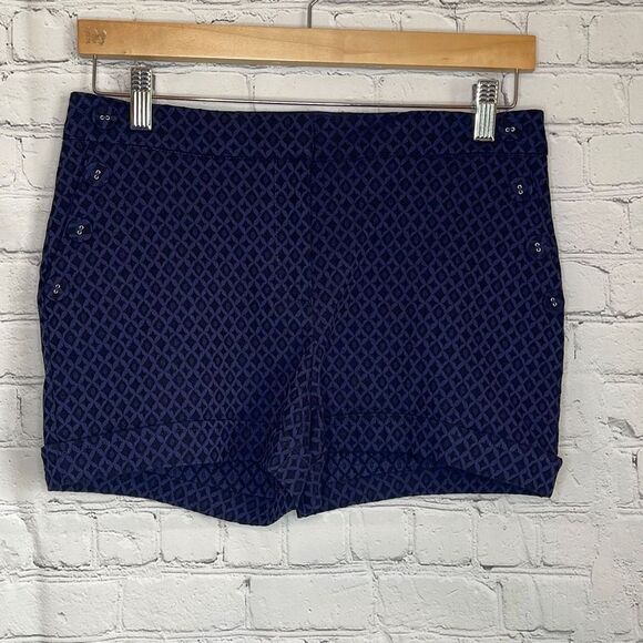 Maurices Navy Blue Patterned Geometric Print Rolled Cuff Shorts size 5/6 NEW - Picture 1 of 8